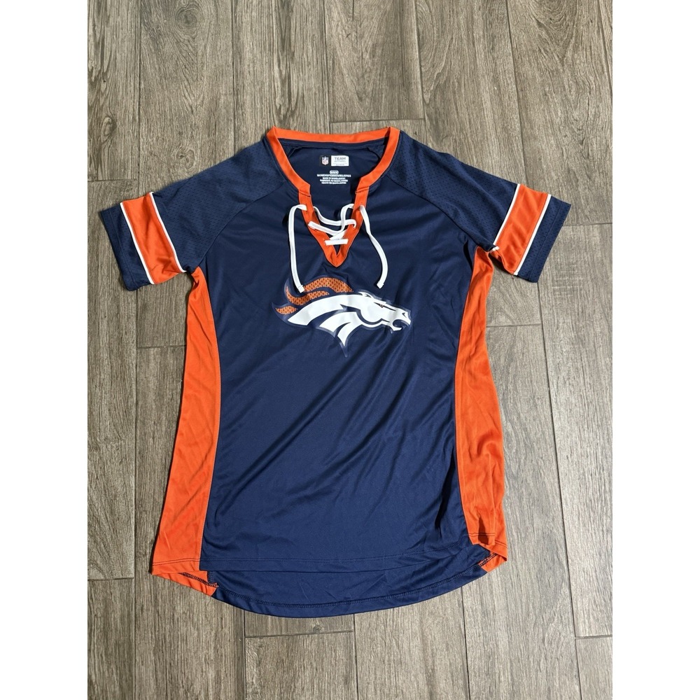 NWOT NFL Team Apparel Womens Size M Denver Broncos Jersey Lace-up Shirt